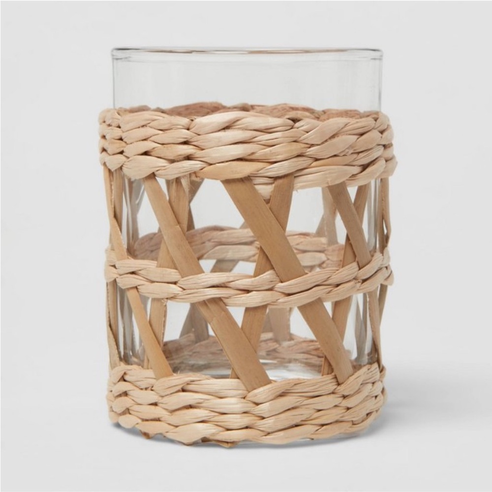 THRESHOLD NWT woven and glass toothbrush holder